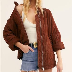 Free People Dolman Quilted Suede Jacket